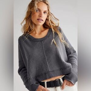 Free People New Magic Thermal Tee Washed Gray